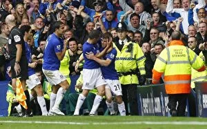 Images Dated 17th October 2010: Tim Cahill's Historic Goal: Everton vs. Liverpool at Goodison Park, Barclays Premier League