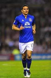 Images Dated 27th March 2012: Tim Cahill's Leadership: Everton's FA Cup Victory at Stadium of Light vs