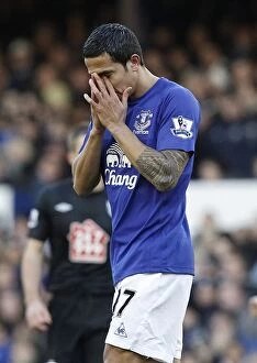 Images Dated 29th November 2010: Tim Cahill's Regret: A Missed Goal Opportunity for Everton vs. West Bromwich Albion (November 2010)