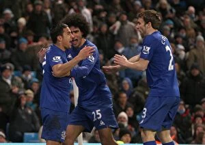 20 December 2010 Manchester City v Everton Collection: Tim Cahill's Stunner: Everton Celebrates First Goal vs. Manchester City (December 2010)