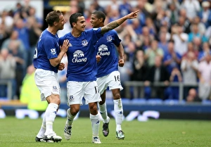 Tim Cahill Prints: Tim Cahill's Thunderbolt: Everton's Historic First Goal in Premier League Debut Against Wolverhampton Wanderers