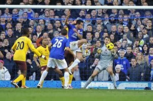 Images Dated 14th November 2010: Tim Cahill's Thunderbolt: Everton's First Goal vs. Arsenal, Barclays Premier League, Goodison Park