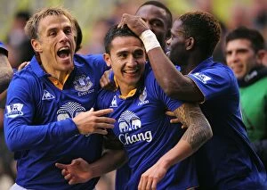 Images Dated 21st January 2012: Tim Cahill's Thunderous Strike: Everton's First Goal in BPL Victory over Blackburn Rovers