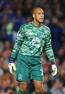 Images Dated 15th October 2011: Tim Howard in Action: Everton vs. Chelsea, Barclays Premier League (15 October 2011)