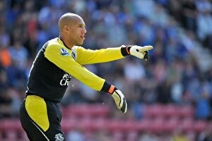 Images Dated 30th April 2011: Tim Howard in Action: Everton vs. Wigan Athletic, Barclays Premier League (30 April 2011)