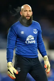Everton V Hull City - Goodison Park Prints: Tim Howard: Everton's Focused Goalkeeper Readies for Kickoff at Goodison Park