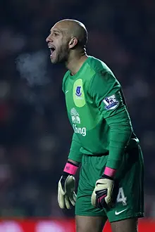 Southampton 0 V Everton 0 : St. Mary's : 21-01-2013 Prints: Tim Howard: Marshaling Everton's Defense in Stalemate Against Southampton (January 21)