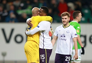 Framed Print : Tim Howard and Sylvain Distin's Emotional Europa League Reunion: Everton's Victory Celebration Framed Print : Tim Howard and Sylvain Distin's Emotional Europa League Reunion: Everton's Victory Celebration