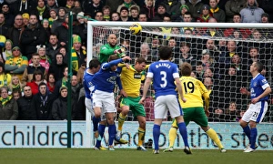 Norwich City 2 V Everton 1 : Carrow Road : 23-02-2013 Prints: Tim Howard's Defiant Save: A Tense Moment in the Norwich City vs