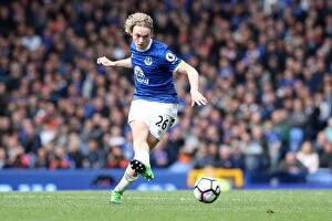 Images Dated 15th April 2017: Tom Davies of Everton Facing Off Against Burnley at Goodison Park during the 2016-17 Premier