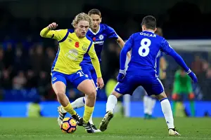 Football Soccer Prints: Tom Davies vs. Chelsea: A Fierce Face-Off at Stamford Bridge in the Premier League