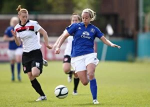 Images Dated 6th May 2012: Toni Duggan vs Meaghan Sargeant: FA WSL Showdown at Arriva Stadium (06 May 2012)