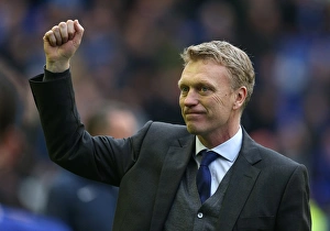 Framed Print : Triumphant David Moyes Celebrates Everton's Victory Over West Ham United (12-05-2013)