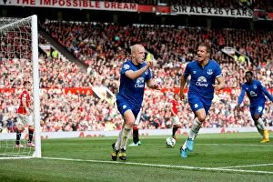 Images Dated 5th October 2014: Unforgettable Equalizer: Naismith and Jagielka's Moment at Old Trafford