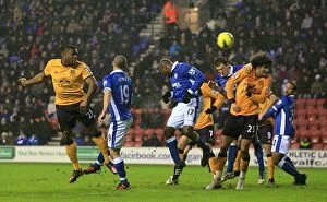 Images Dated 4th February 2012: Victor Anichebe Scores First Goal for Everton Against Wigan Athletic in Barclays Premier League