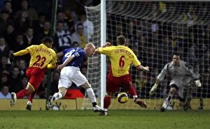 Andy Johnson Collection: Watford v Everton - Andrew Johnson goes down in the penalty area to win a penalty