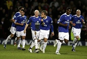 Watford v Everton Collection: Watford v Everton - Andy Johnson celebrates with Phil Neville after scoring the second goal