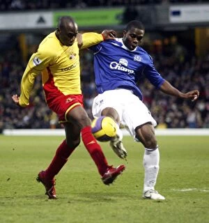 Watford v Everton Collection: Watford v Everton Steve Kabba of Watford in action with Evertons Joseph Yobo