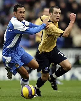 Wigan Athletic v EvertonStadium -Leon Osman and Denny Landzaat