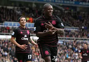 Half Length Mid Top Prints: Yakubu Scores Everton's Second Goal: Birmingham City vs