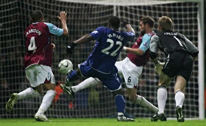 Images Dated 12th December 2007: Yakubu Scores His Second: Everton's Victory in Carling Cup Quarterfinal vs. West Ham United (2007)