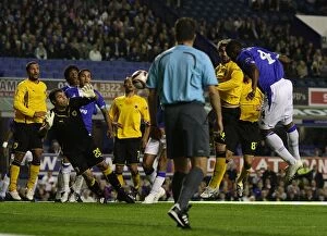Images Dated 17th September 2009: Yobo Scores First: Everton's Europa League Victory vs AEK Athens at Goodison Park