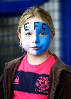 Images Dated 30th October 2010: Young Everton Fan in Face Paint: Everton FC vs Stoke City, Barclays Premier League