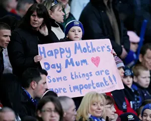 Young Everton Fan's Heartfelt Mother's Day Wish at Goodison Park during Everton vs. Portsmouth, Barclays Premier League, 07/08 Season