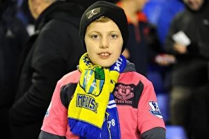Images Dated 10th November 2010: Young Everton Fan's Passionate Support: Everton vs. Bolton Wanderers, Barclays Premier League