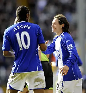 Framed Print : Zarate and Jerome Celebrate First Goal for Birmingham City Against Everton (April 12, 2008) Framed Print : Zarate and Jerome Celebrate First Goal for Birmingham City Against Everton (April 12, 2008)